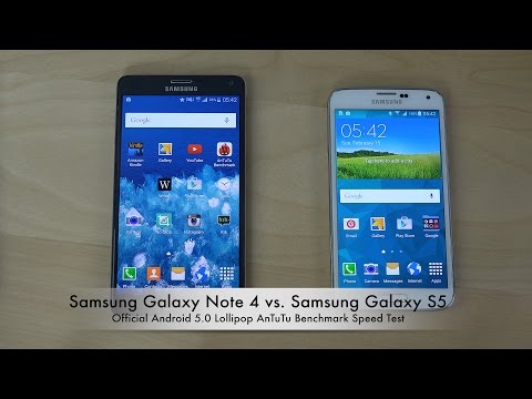 Official Android 5.0 Lollipop: Samsung Galaxy Note 4 vs. Samsung Galaxy S5 AnTuTu Speed Test