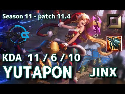【韓国サーバー/M1】DFM Yutapon ジンクス(Jinx) VS Uzi ザヤ(Xayah) BOT - Patch11.4 KR Ranked【LoL】