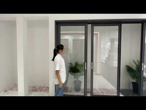 【Instime】black aluminum retractable sliding door anti-theft lowes sliding glass patio doors