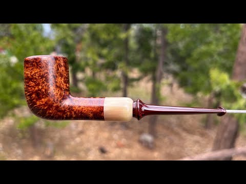 Billiard Tobacco Pipe with Horn & Cumberland Stem