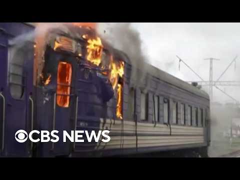 Russian drone hits train near Ukraine-Poland border shortly after European officials passed through