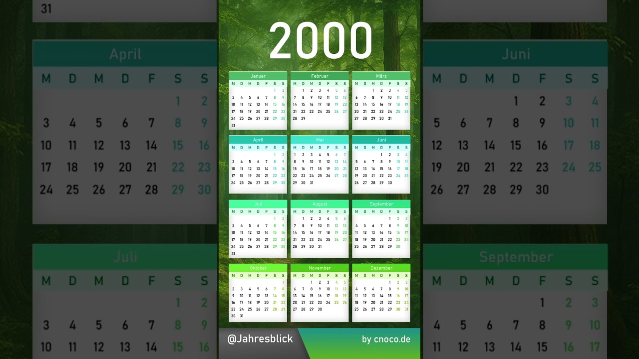 Calendar 2000 - Kalender Jahresübersicht #calendar2000 #calendar #kalender2000 #calendar kalender