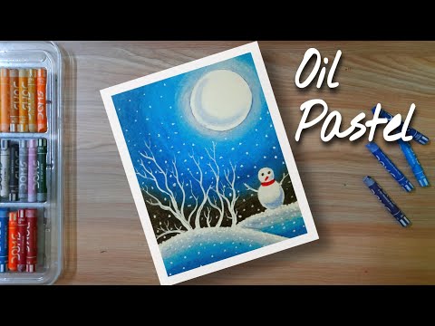 Winter Snowfall Scenery Drawing with Oil Pastels | Easy Snowfall drawing for beginners | Art Attack