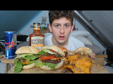AUSTRALIAN MUKBANG! ( steak burger and meatball...