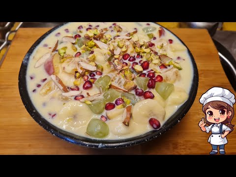 Healthy Creamy Dessert | Fruit Custard Recipe | 5 minute Dessert Recipe | Fruit Ice cream Recipe.