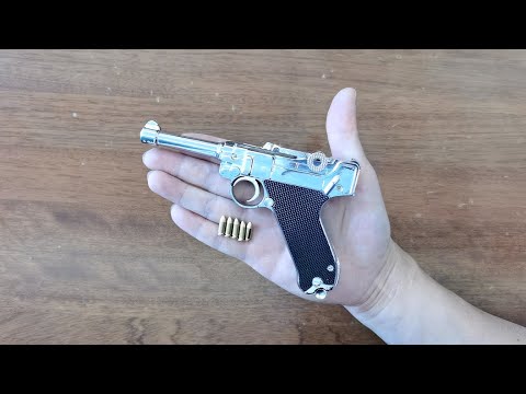 Mini Luger P08 Toy Gun with Bullets Unboxing 2023 - Miniature Pistol in 1:2 Scale