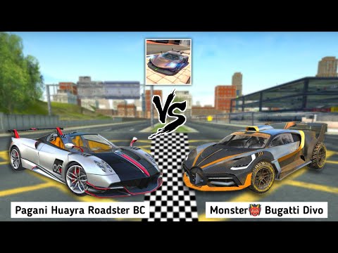 Extreme Car Driving Simulator 2023 - Pagani Huayra Roadster BC vs Monster Bugatti Divo - Car Game
