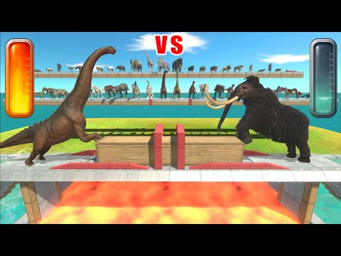 Animals vs Dinosaurs: Only the Strongest Survive the Lava Bridge!