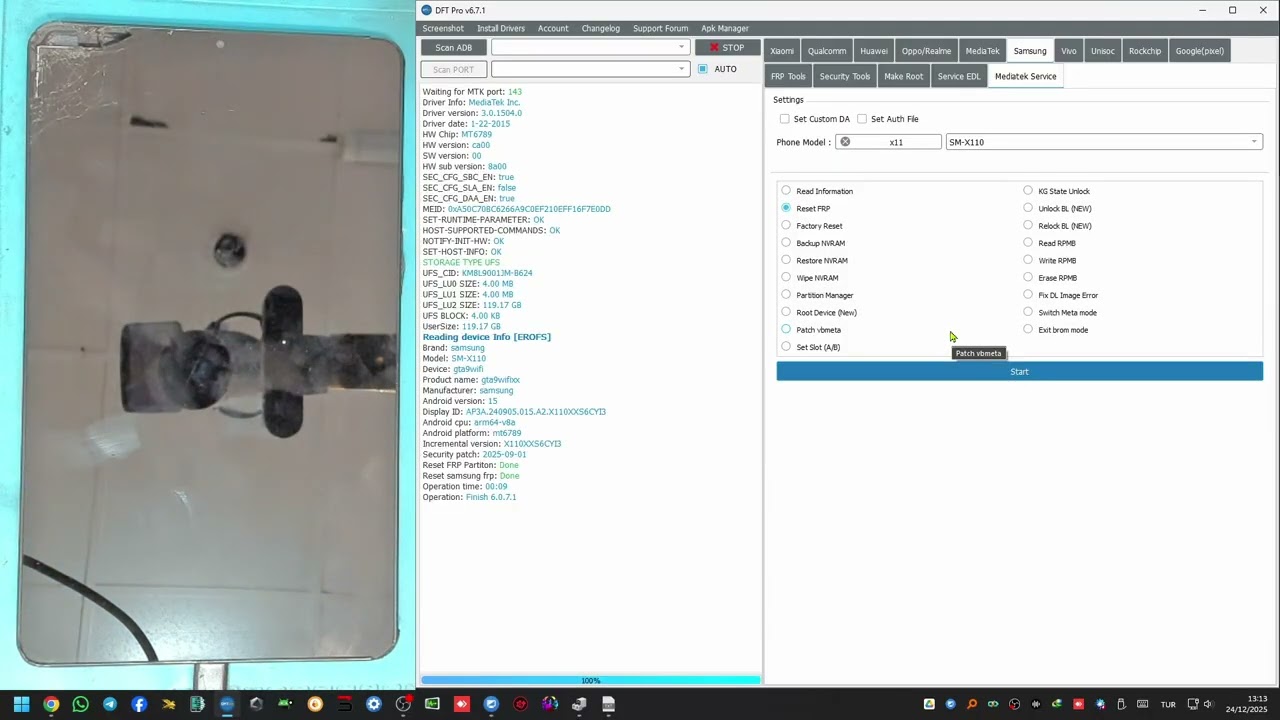 FRP Bypass Samsung Galaxy Tab A9 (X110)