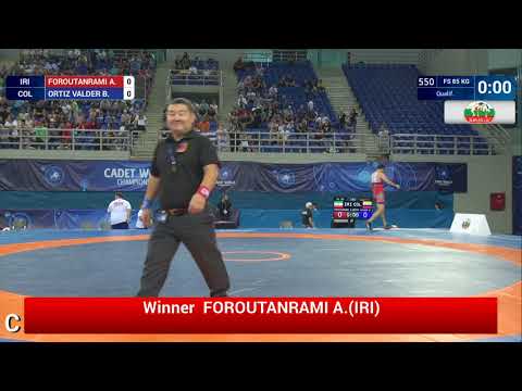 Qual. FS - 85 kg: A. FOROUTANRAMI (IRI) df. B. ORTIZ VALDER (COL) by VFO, 0-0