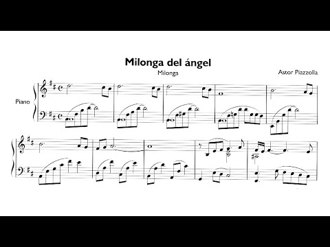 Astor Piazzolla: "Milonga del ángel" in B minor for piano (with score)