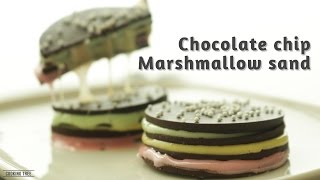 환상의 조합✦‿✦초코칩 마시멜로우 샌드 만들기:How to make Chocolate chip marshmallow sand:チョコマシュマロサンド-Cookingtree쿠킹트리