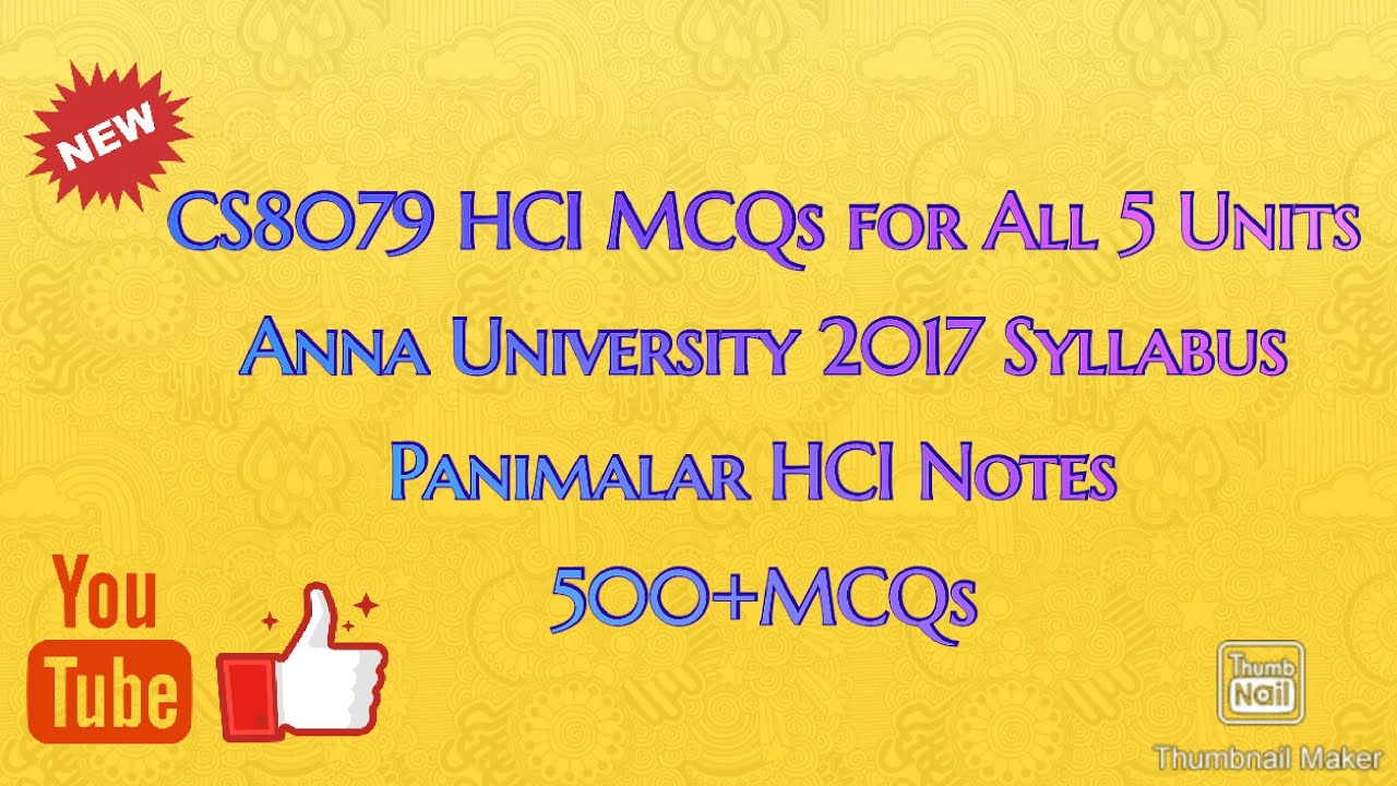 CS8079 HCI Units (1-5) Mcqs / 2017 regulation / Human computer interaction MCQ / All units