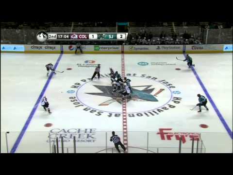 TJ Galiardi goal 2-1 Feb 26 2013 Colorado Avalanche vs SJ Sharks NHL Hockey