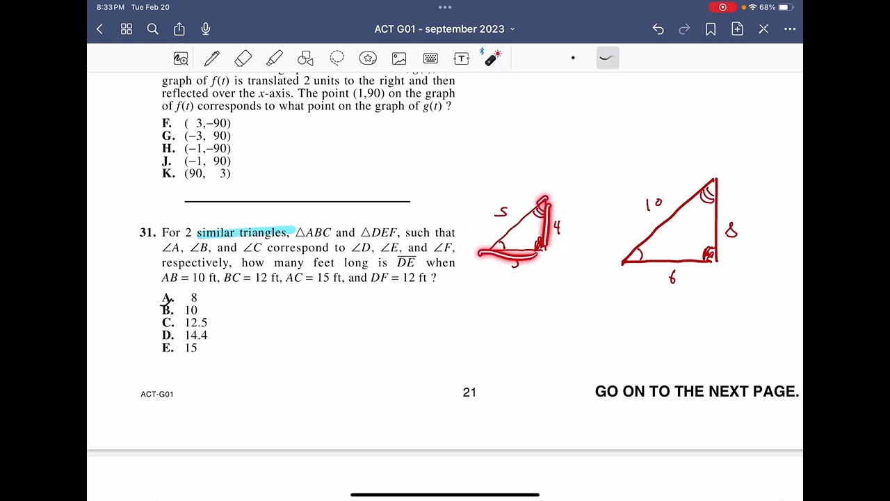 ACT G01    Math    Question 31