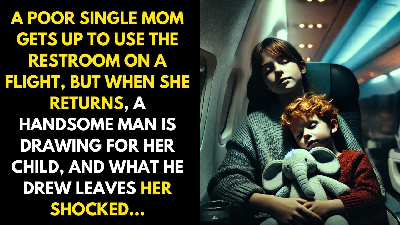 A Poor Single Mom Gets Up To Use The Restroom On A Flight, But When She Returns, A Handsome Man Is