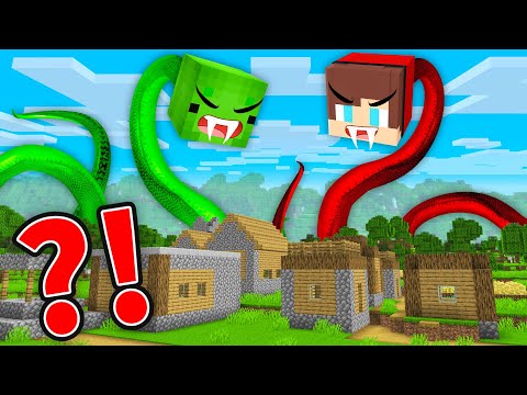 Mikey & JJ - Minecraft - Mikey and JJ SNAKES Attacked The Village in Minecraft (Maizen)