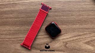Vídeo de Pulseira Nylon Loop Roxo Vermelho Compatível com Apple Watch