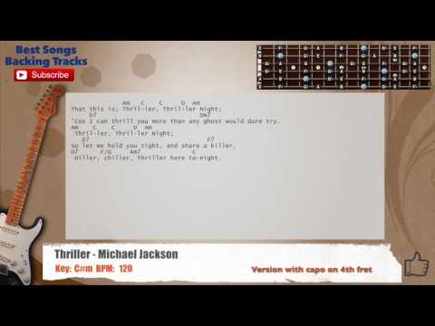 🎸 Thriller - Michael Jackson Guitar Backing Track with chords and lyrics
