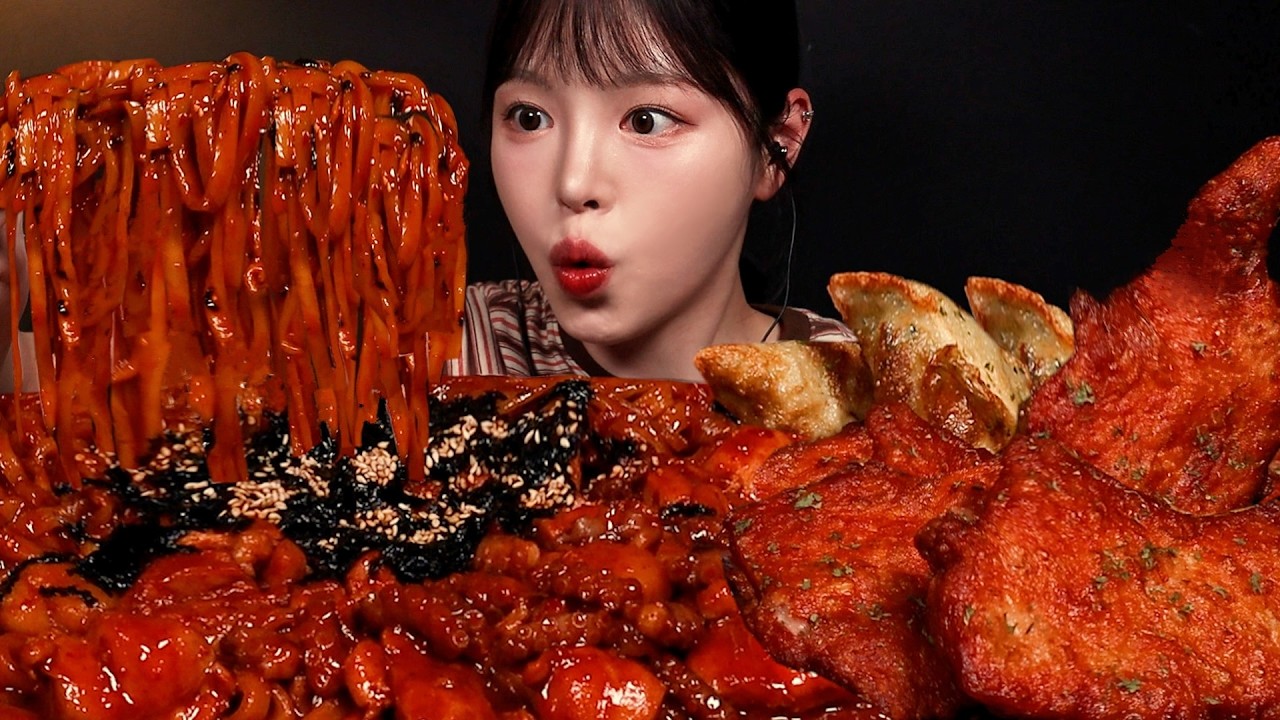 SUB)두찜 신메뉴 칼낙지찜닭 먹방!🔥숟가락으로 팍팍 퍼먹을게요 밥도둑 꿀조합 Spicy Jjimdak & Crispy Chicken Mu