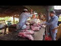 morning market scenes amazing food market at phsar prek ta toun @kandal province