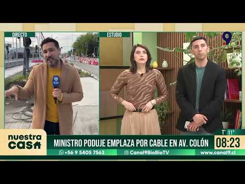 Ministro Poduje emplaza por cable en Av. Colón en Talcahuano