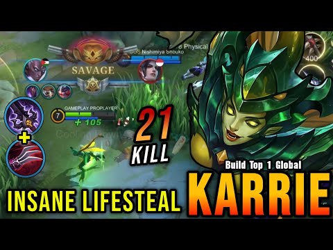 100% IMMORTAL!! Karrie with Lifesteal Build (AUTO SAVAGE) - Build Top 1 Global Karrie ~ MLBB