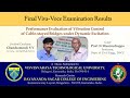 Results of Final PhD Viva-Voce Examination of Chandramouli S V, 2018