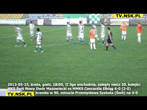 tv.nsk.pl 2013-05-15 MKS Świt Nowy Dwór Mazowiecki - MMKS Concordia Elbląg 6-0 (2-0) bramka 4-0