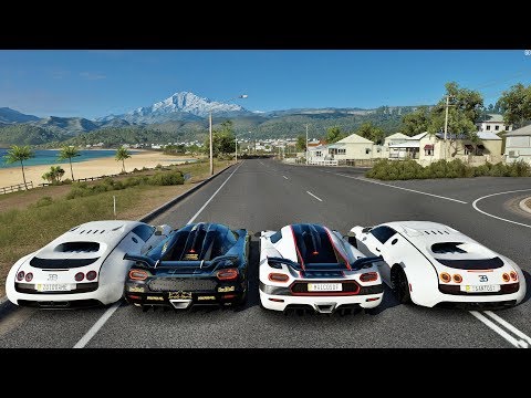 Racha De Koenigsegg One:1 VS Bugatti Veyron Em Golias No Forza Horizon 3 Online