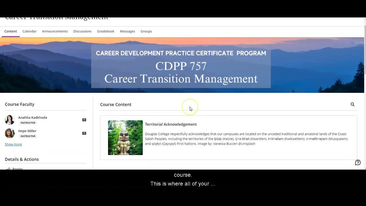 General Course Layout - Student navigation