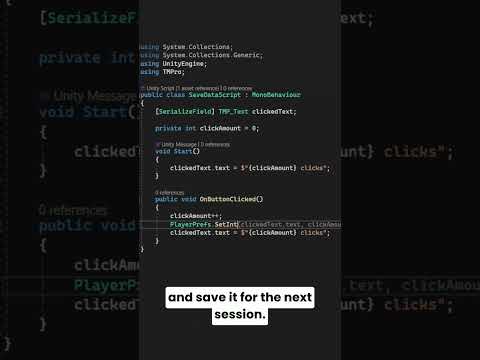 Save Data In Unity using PlayerPrefs #shorts