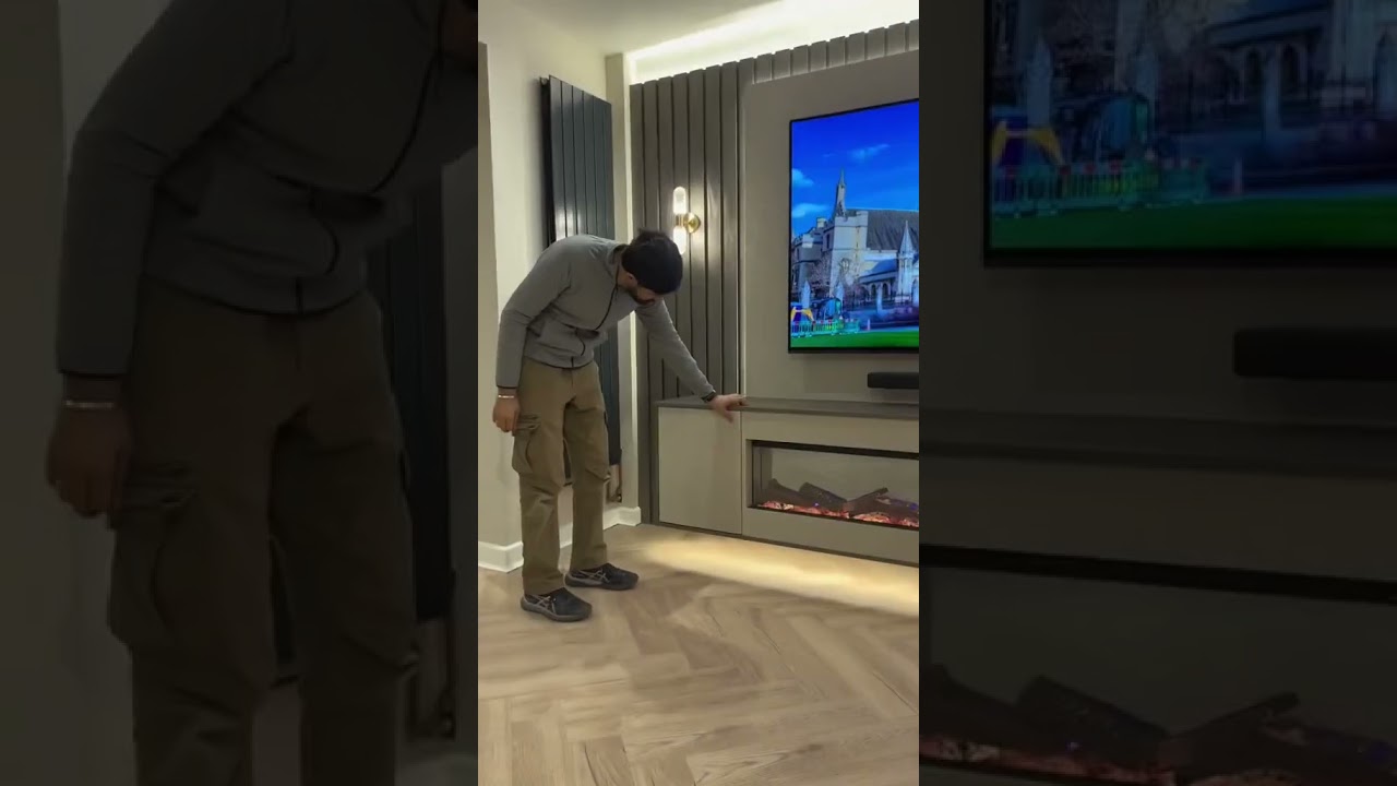 Watch video media wall with electric fireplace #fitted #bespoke #decor #fireplace #led Now media wall with electric fireplace #fitted #bespoke #decor #fireplace #led