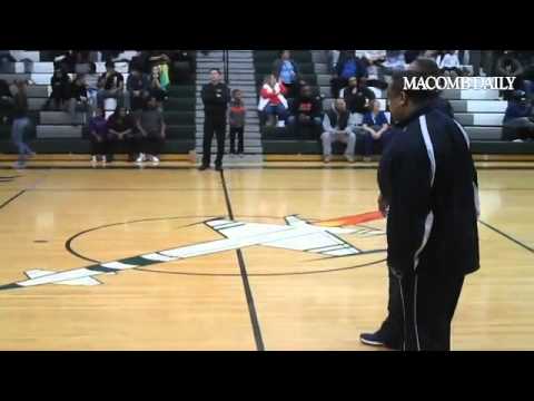 Tony Tolbert (foreground), former Detroit Mercy and Univ of Michigan player, now assistant coach for