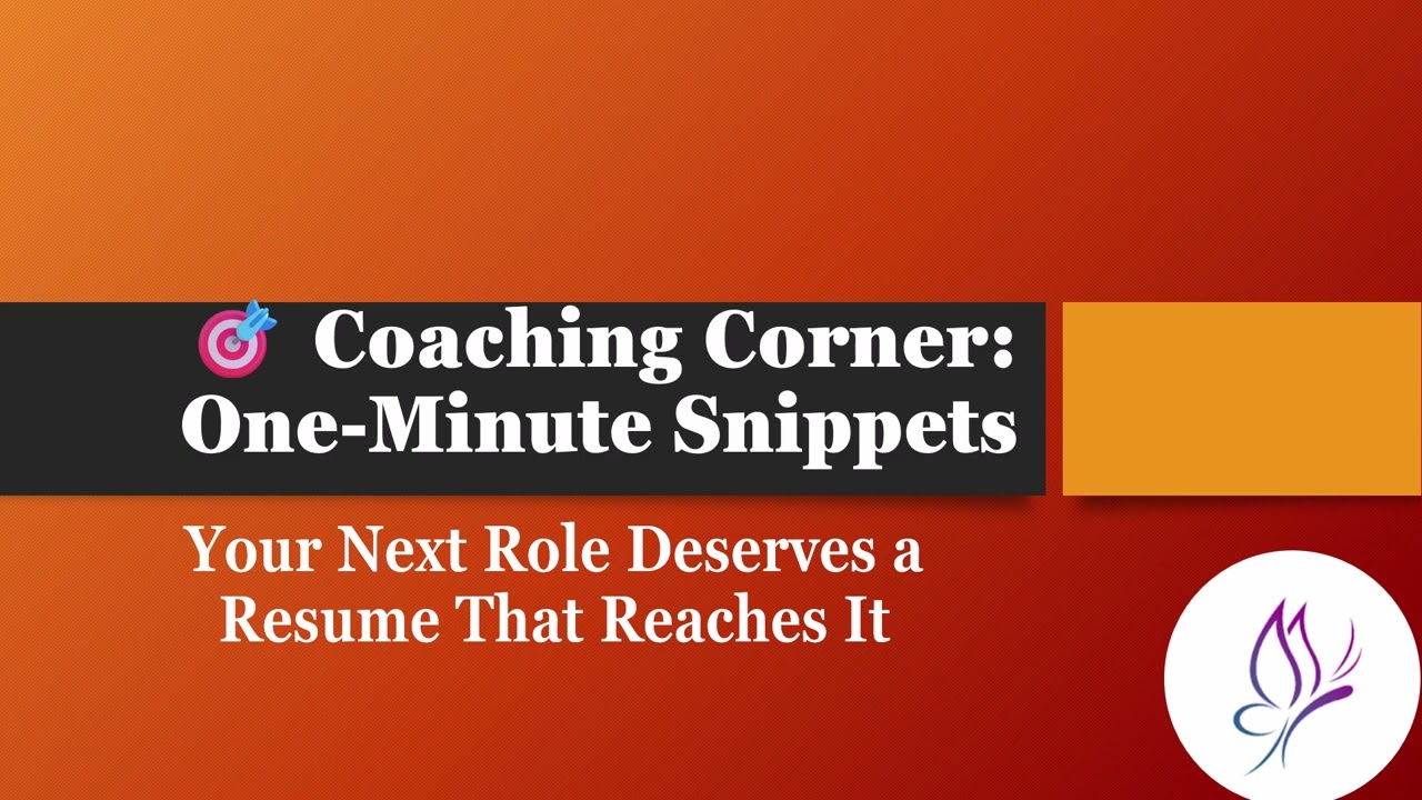 🎯 Coaching Corner Episode 10: Next Roles | On Point Resume & Coaching Services 🎯