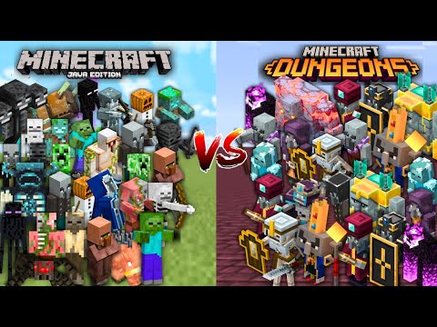 MINECRAFT JAVA EDITION  vs MINECRAFT DUNGEONS in Minecraft Mob Battle