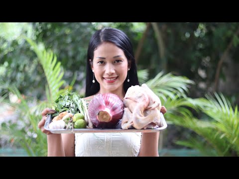 How To Cook Khmer Food Chicken Banana Flower Sour Soup Recipe - I Am Thyda Cooking