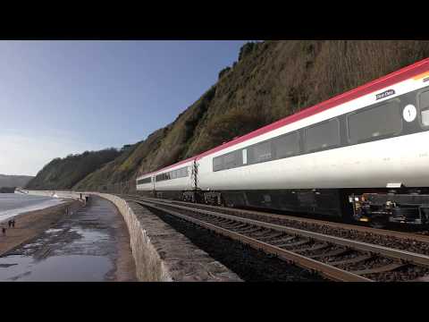 DRS 57303-37059 + Pretendilino stock on Teignmouth sea wall 29-12-2017(HD+4K)