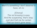 Tindersticks - The Not Knowing Lyrics