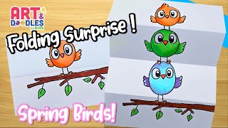 How to draw A BIRD | FOLDING SURPRISE  | Art and doodles for kids