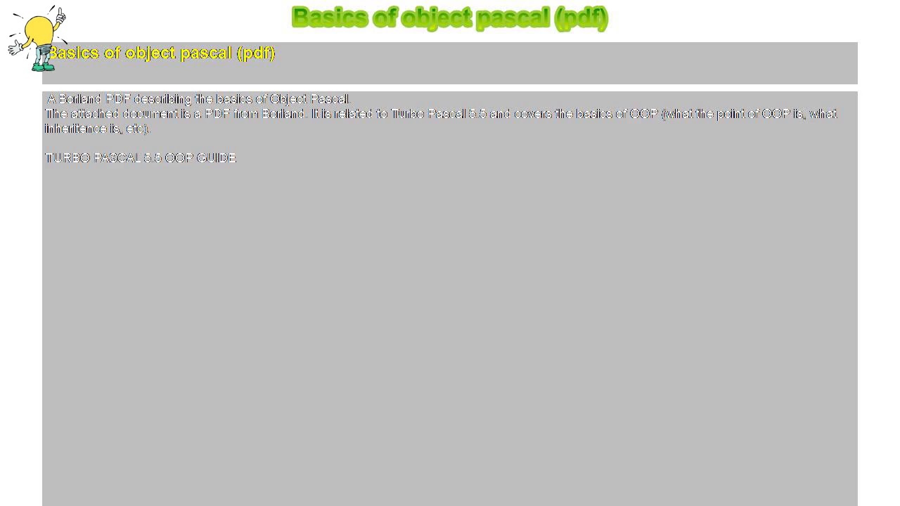 How to : Basics of object pascal (pdf)