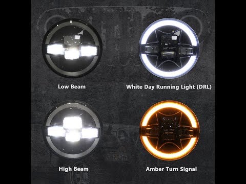 Review: 2018 new design Jeep Wrangler LED Halo Headlights (Sunpie)