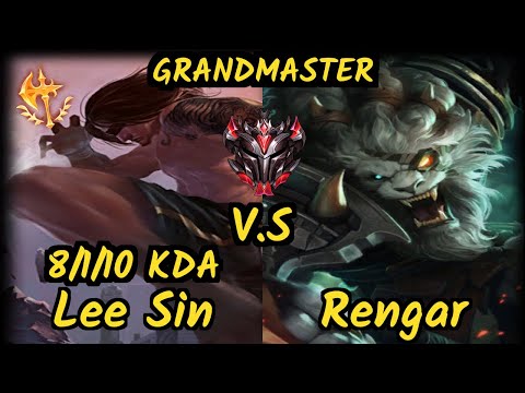 Spirit (LEE SIN) vs RENGAR - 8/1/10 KDA JUNGLE GAMEPLAY - KR Ranked GRANDMASTER