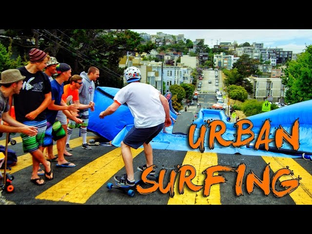 Urban Surfing down streets of San Francisco! - Bear Naked!