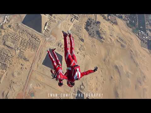 World Champions Team Airwax Skydive over the pyramids with Ewan Cowie