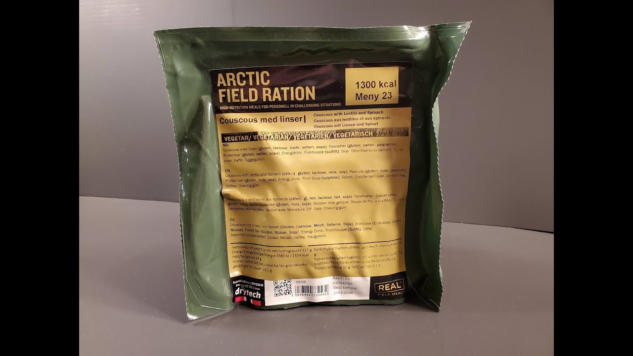 2023 Norwegian Spinach Couscous Arctic Field Ration MRE Review Cold Weather Army Food Taste Test