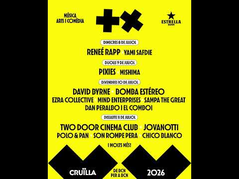 Festival Cruïlla 2026 - Cartell per dies