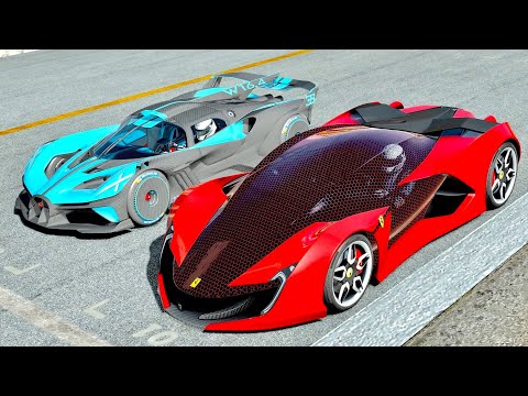 Ferrari Impronta vs Bugatti Bolide - Drag Race 10 KM