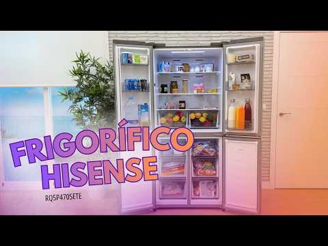 ❄ Hisense RQ5P470SETE | Frigorífico Americano, 483l, Conectividad y puertas de cristal blanco