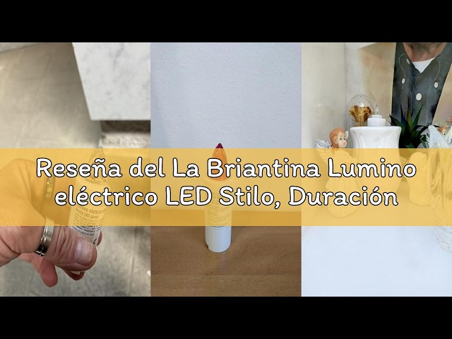 Vídeo relacionado con La Briantina Benedicto - Vela eléctrica con LED blanca, duración 150 días, color blanco con cruz dorada y luz intermitente, 11 x 8 x 6 cm